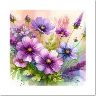 Purple Cosmos Flower Posters and Art